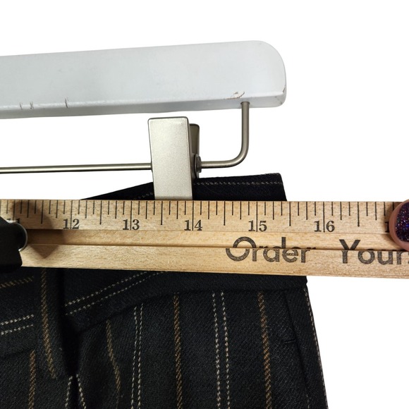 VINCE Pants Womens 8 Black Brown Pinstripe Wide Leg Dress Trousers Work Wool - Picture 8 of 13